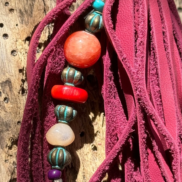 Leather Tassel w Beads - Picture 2 of 4